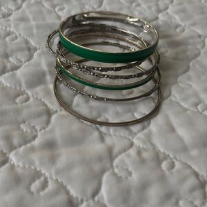 Chaps Silver and Green Bracelet Set